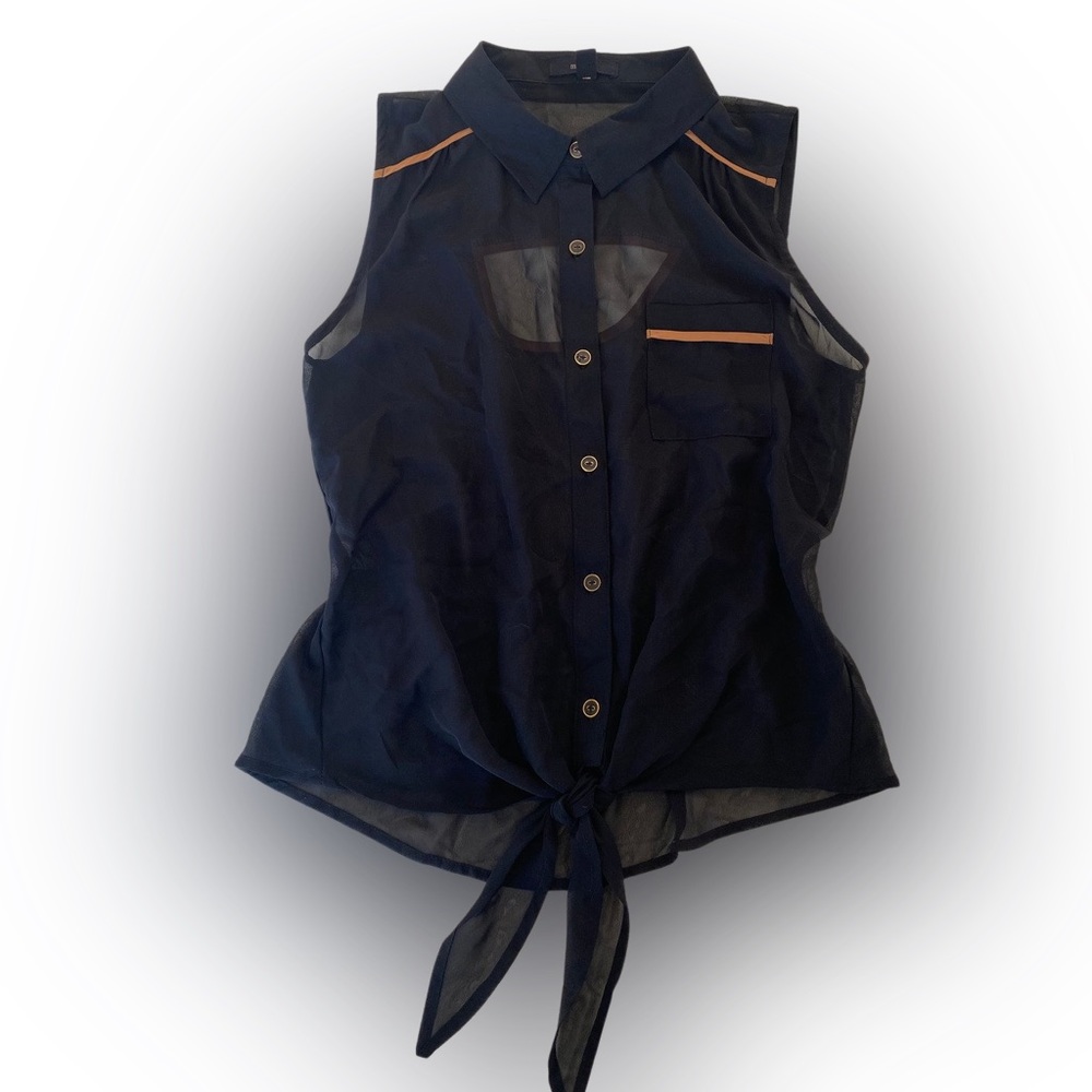 Sheer Black Sleeveless Top Size Small